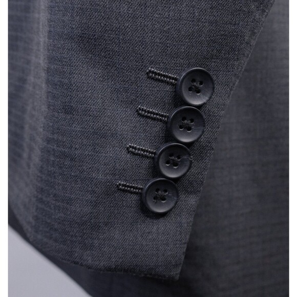 Haggar Sport Coat Blazer Sz 44L Micro Check Gray Two Button Classic fit Poly EUC - Picture 7 of 13